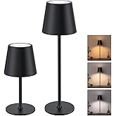 JACKYLED Cordless Table Lamps Rechargeable, 3 Adjustable Height, 5000mAh Battery Operated, 3 Colors Smooth Dimming, Portable LED Waterproof Table Lamp for Dining, Bedroom, Outdoor (2 Pack)