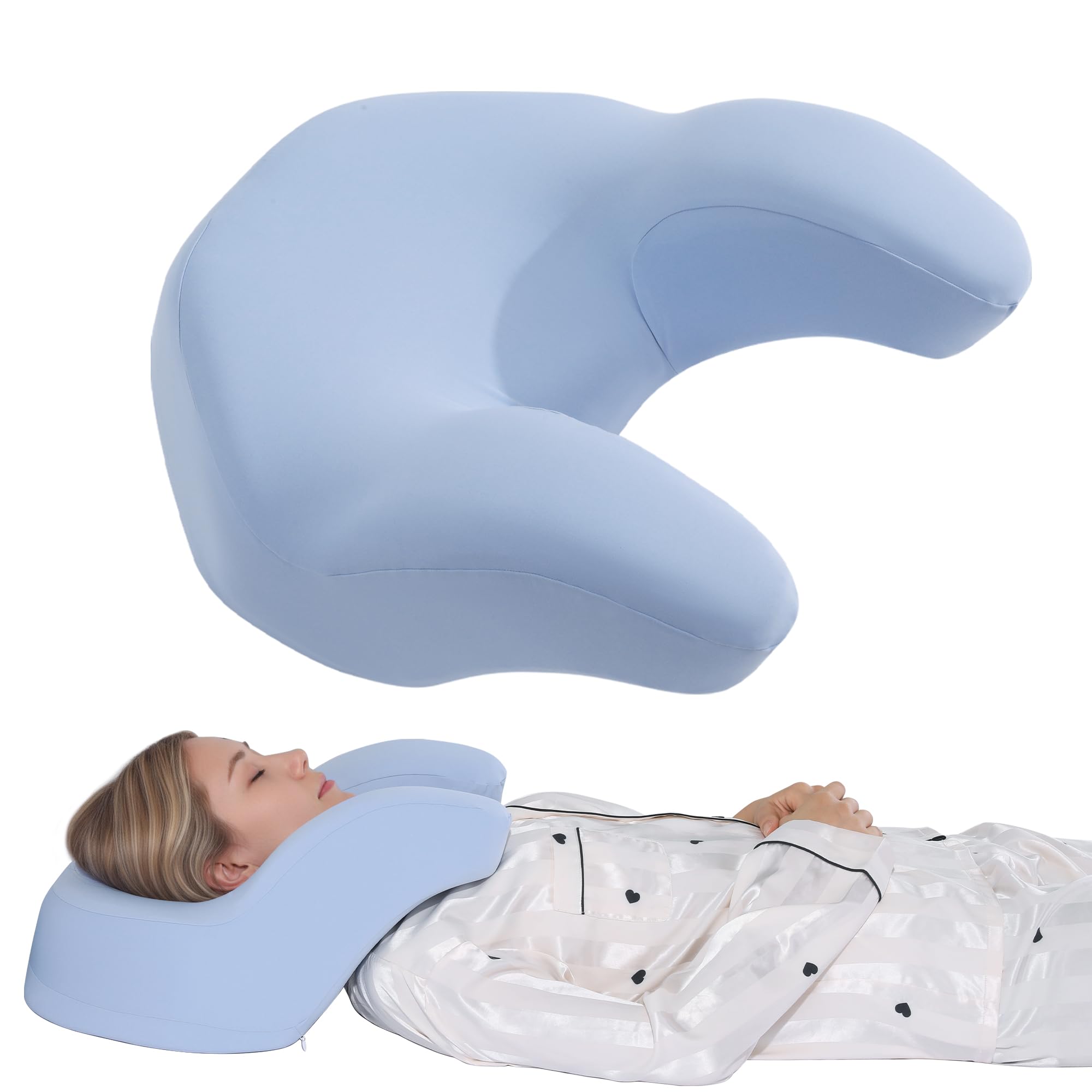 Photo 1 of ROYALAY Back Sleeping Training Pillow Wrinkle Prevention, Memory Foam Beauty Pillow for Neck Shoulder Support, Sleep on Your Back Reduces Pressure on Skin
