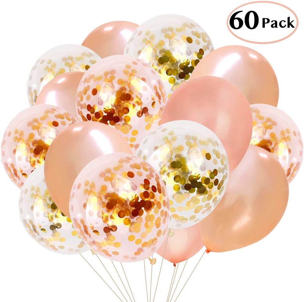 Tooluu 60PCS Rose Gold Balloons Confetti, 12 Inch Latex Party Balloons for Party Wedding Holiday Baby Shower Bridal Shower Birthday Decorations