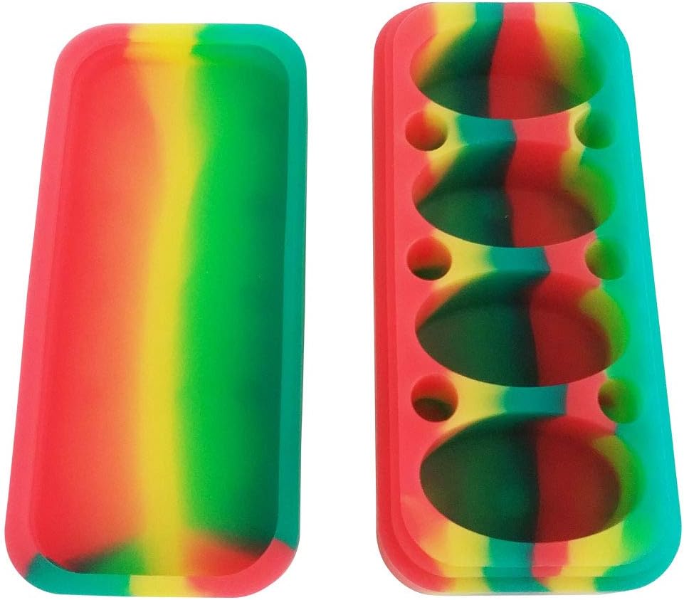 SZBS Silicone Container Jar 1pcs 75ml Rectangle 4 Pits Assorted Color Container For Dab Oil Silicone Storage Containers Wax Concentrate Jars Dab Container (1)