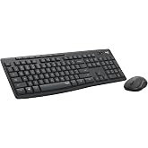 Logitech MK295 Full Size Silent Wireless Keyboard Mouse Combo - Graphite | Full size keyboard with SilentTouch technology, compact ambidextrous mouse with silent click switches, Windows compatible