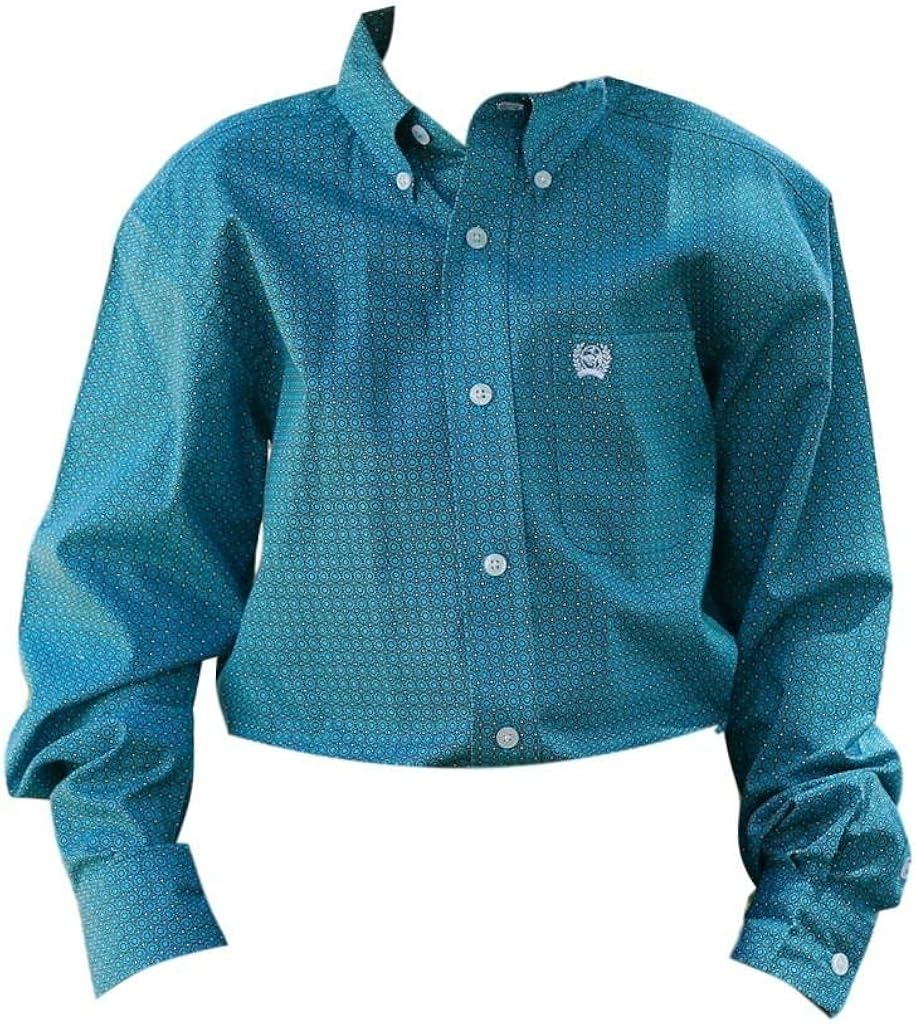 Amazon.com: Cinch Boys' Turquoise Geo Print Long Sleeve Western Shirt - Mtw7060232: Clothing