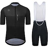 Men's Cycling Jersey Set Cycling Kit Bicycle Jersey Rear Zipper Pocket Bike Bib Shorts with Pockets Race Fit High Density Pad