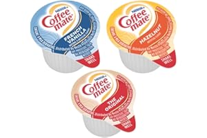BESTBONUS4U Coffee mate Liquid Creamer Singles Variety Pack, Individual Creamers Singles, Original, French Vanilla, Hazelnut, 3 Flavors x 60 ct, 180/Box and Best Bonus 4u Sugar Packets