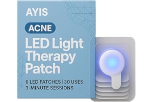 AYIS LED Light Therapy Acne Patch, 6-PACK, LED Red and Blue Light Hydrocolloid Acne Patches,Fast Acting 2- MIN Skin Care Pimple Patch Spot Regimen for Zits,Blemishes,30 Uses Reusable Wake-Up to Clear Skin
