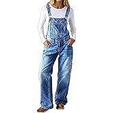 Flamingals Denim Overalls for Women Multi Pocket Wash Baggy Straight Leg Casual Denim Jumpsuits