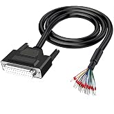 10Ft 26AWG DB25 Female RS232 Serial to 25 Pin Bare Wire Extension Cable | RS232 D-SUB DB25 Breakout Board Connector, Gold Plated Pin, Double Layer Shielding Layer, Resistant to Bending and Stretching