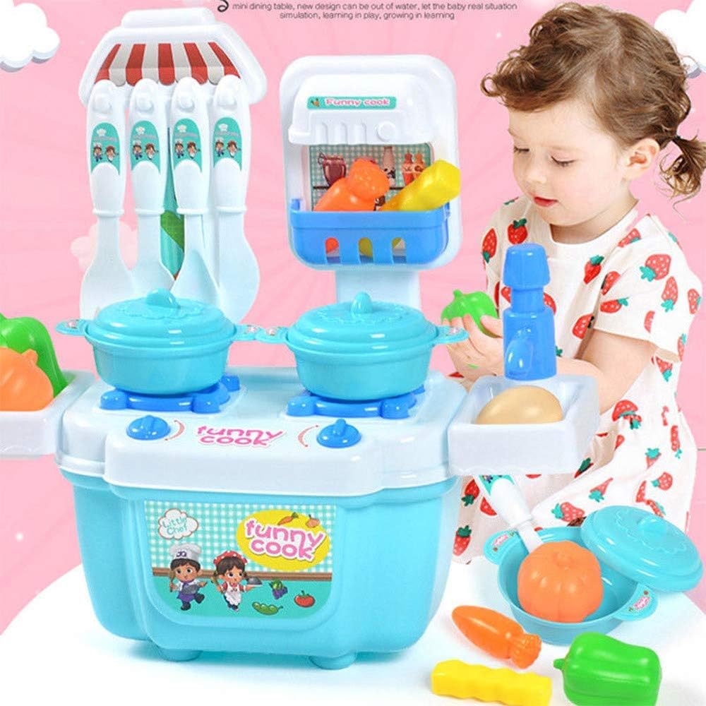 Natasa Baby Play Kitchen Set with Cooktop for Cooking (Blue)