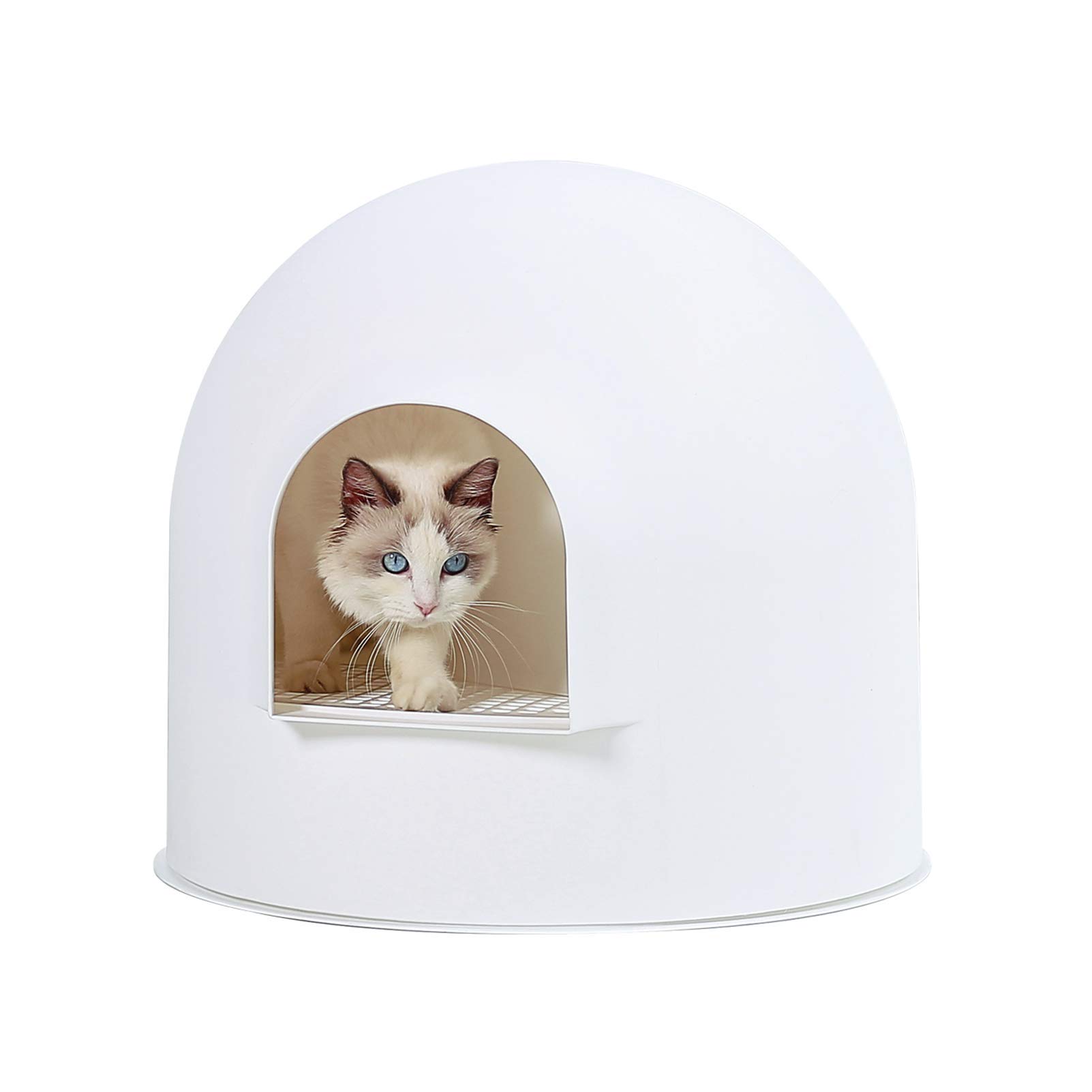 Pidan Igloo Cat Litter Dome - Extra Large, Dog Proof Kitty Litter Box Furniture with Modern Minimalist Design, Red Dot Design Award 2016