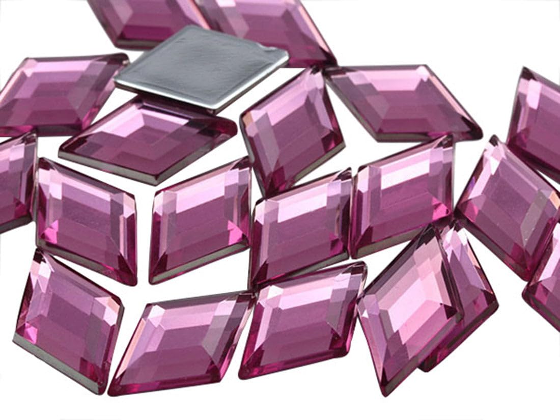 11x18mm Flat Back Diamond Acrylic Rhinestones Plastic Gems for Jewelry Making Costume Jewels Cosplay Embelishments - 35 Pieces (Pink Rose H112)