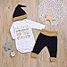 Mikrdoo Christmas Clothes My First New Years 2018 Romper Tops + Black Pants + Hat Clothes Set (3-6 Months, A)