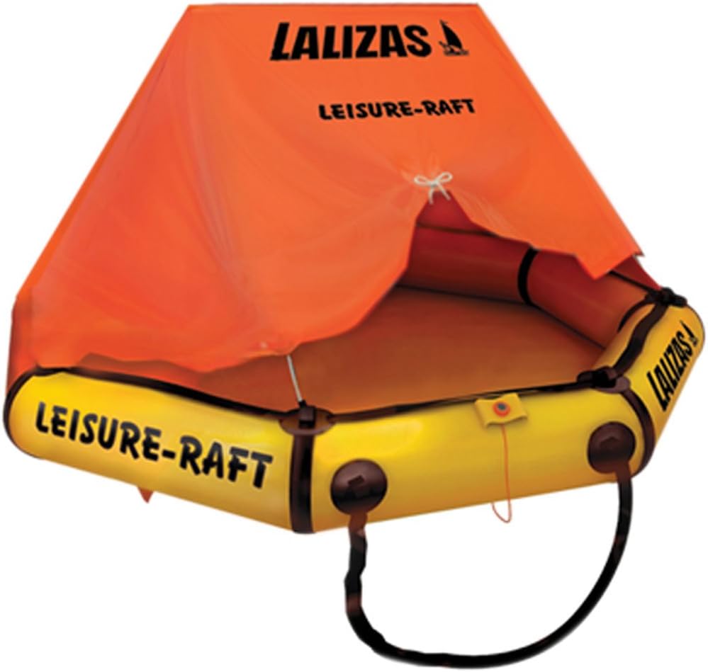 wellenshop Lalizas Life Island with or without Roof Self-Inflating 4 People with Carry Bag Orange Yellow Life Raft Boat Safety Accessories