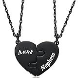 Ralukiia Mother and Son Heart Matching Necklace Set for 2 - Son to Mom Mother to Boys Graduation Back to School Birthday Jewe