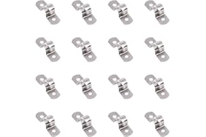 Keadic 30Pcs 10mm Two Hole Strap Stainless Steel Tube Strap Tension Clip Assortment Kit Heavy Duty Rigid Pipe Strap Clamp