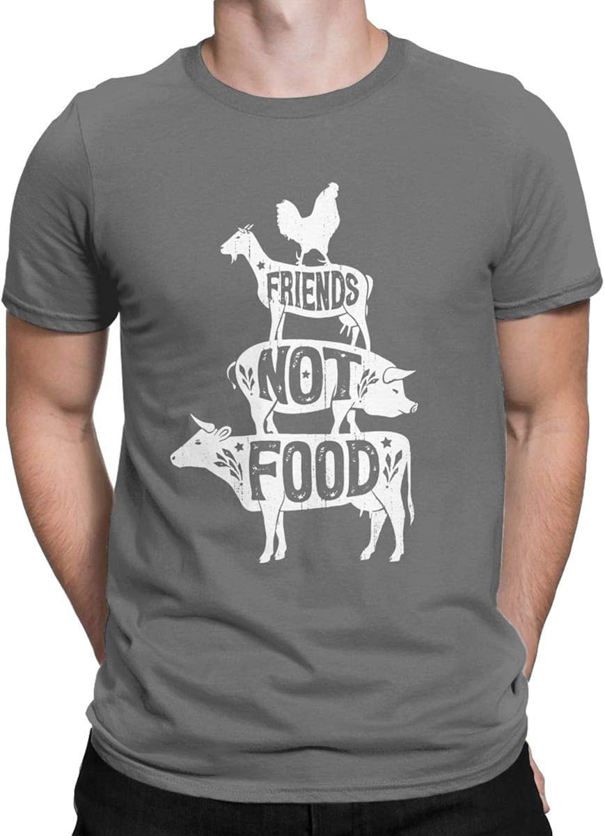 Friends Not Food Vintage T Shirt Animal Lovers Vegetarian Tops Tees for Men