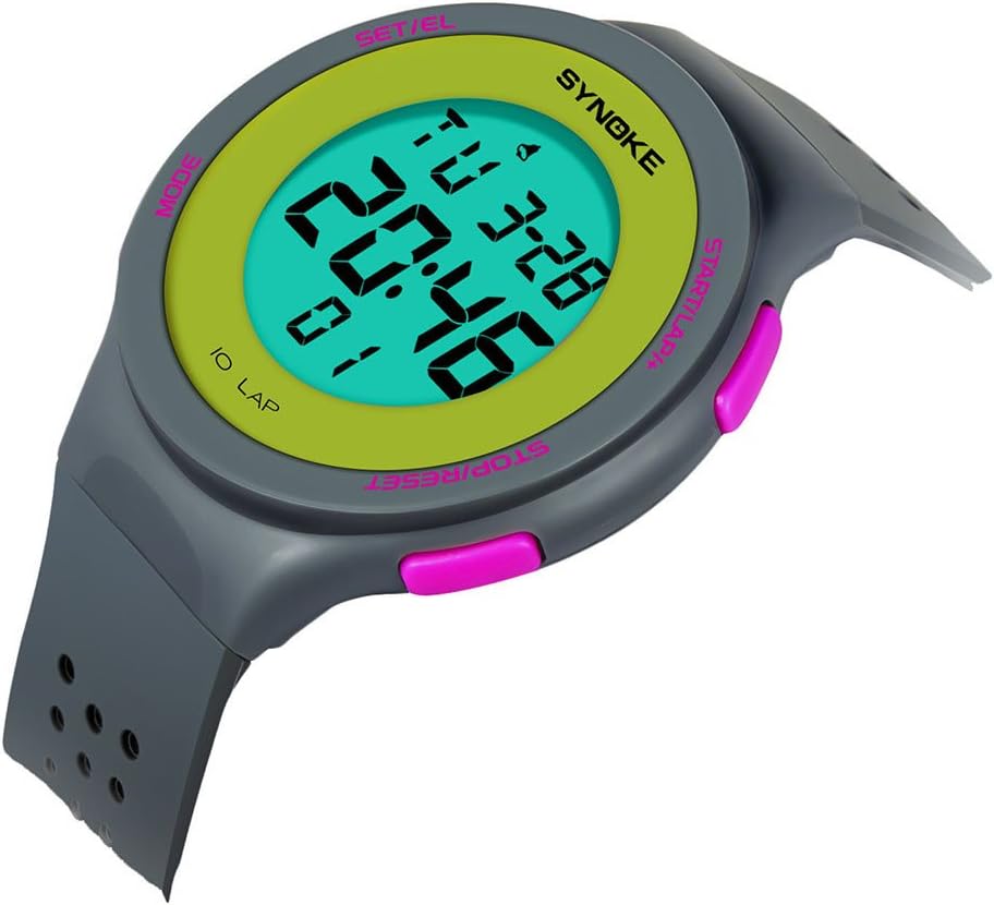 GREFER Multi-Function 50M Waterproof Watch LED Digital Double Action Watch (Gray)