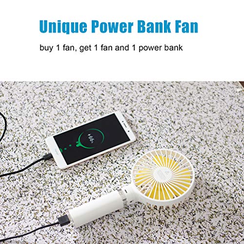 Yifei Mini Handheld Fan Foldable Portable Personal Fan with LED Night Light 3 Speed Desk Stroller Table Fan with USB Rechargeable Battery Operated Electric Fan for Office Room Outdoor Indoor (Yellow)