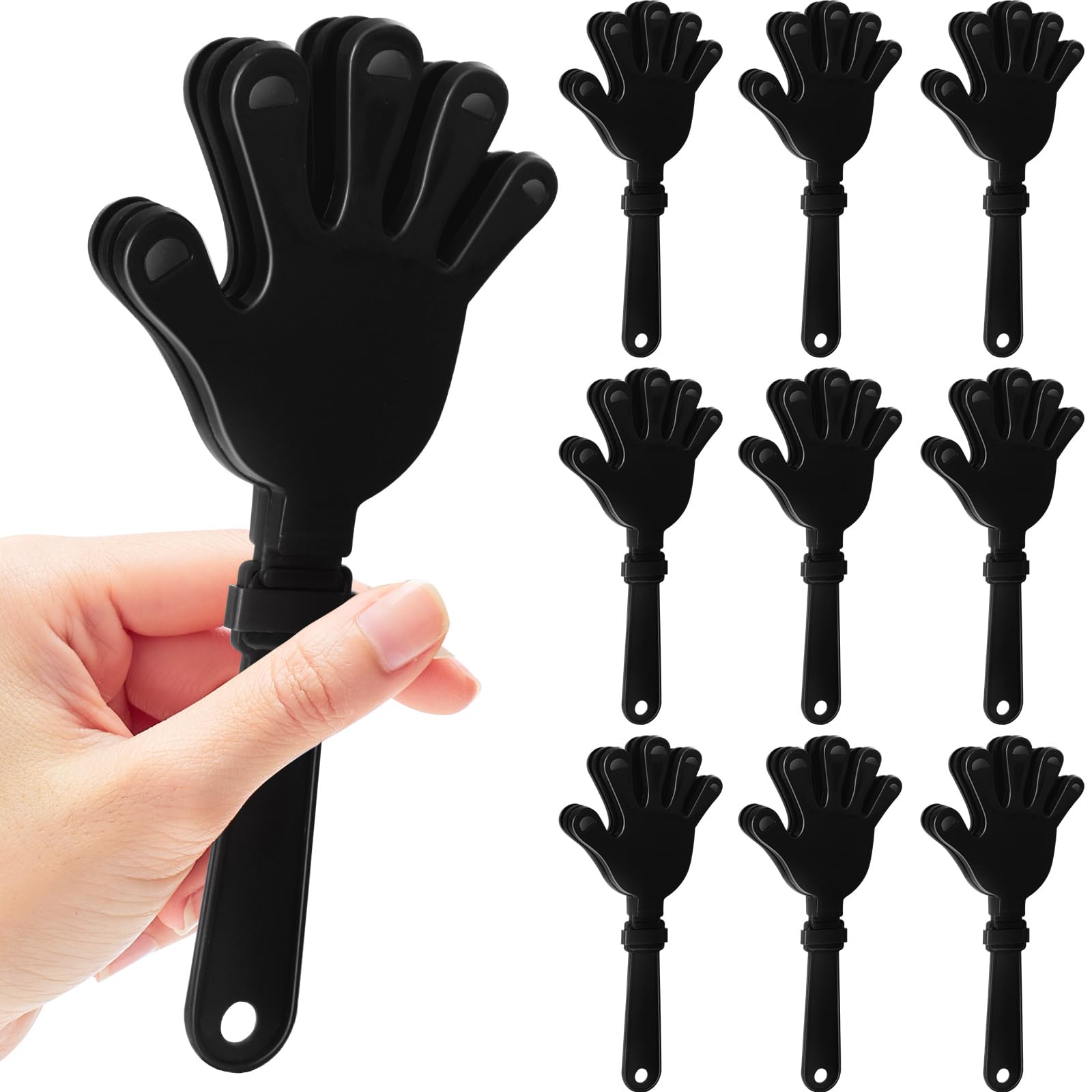 Photo 1 of 10 Pcs Hand Clappers Noisemakers 7.5 Inch Clappers Noisemakers Plastic Hand Clappers for Birthdays Game Football Sporting Events Cheers Supplies Dance Basketball Football Noisemakers(Black)