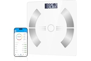 OOYY Body Composition Analyzer with Smartphone Application, Digital Simple and Practical Body Fat Scale with Led Display (White)