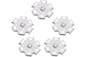 LEDGUHON 5Pcs 3W 450nm Blue 3535 SMD High Power LED Chip with Aluminum Plate 20mm Star PCB Base Heat Sink for DIY Lighting Fixtures(120deg,Blue 450nm-455nm,DC 3.0-3.2V,700mA)