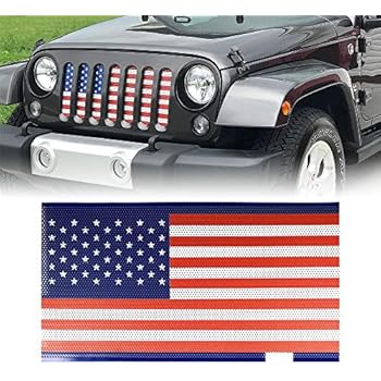American Modified Front Bug Grille Mesh Insert Flag Style for 2007-2018 Jeep Wrangler JK JKU Off-Road Unlimited Accessories