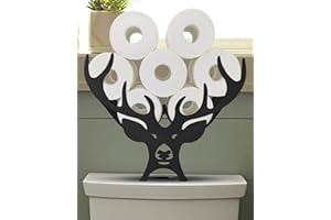 Black Antler Toilet Roll Holder - Freestanding & Wall Mounted, Funny Toilet Paper Organizer for Bathroom, Office, Fit 8 Rolls