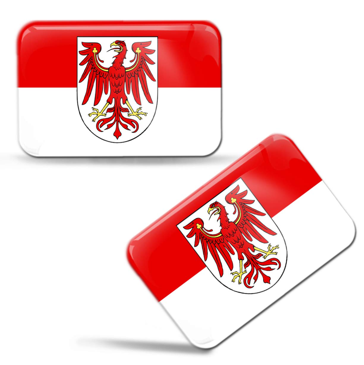 Biomar Labs® 2 x 3D Domed Silicone Stickers Decals Brandenburg Germany Region State National Flag Car Motorcycle Helmet F 104