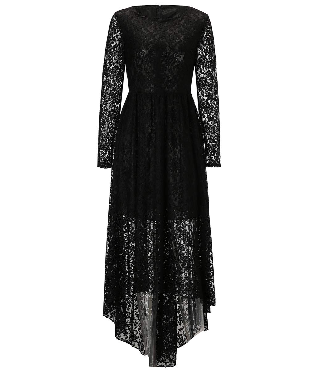 Mauwey Women 's High Low Black Soft Lace Casual Formal Evening Prom