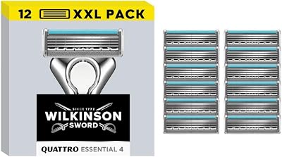Wilkinson Sword Quattro Essential 4 For Men Sensitive Titanium Razor 12 Refills