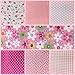 Misscrafts 7pcs 50 x 50cm Cotton Fabric DIY Making Supplies Craft Patchwork Fabric Bundle Fat Quarter Pre-Cut Quilt Squares for DIY Sewing Scrapbooking (Pink)