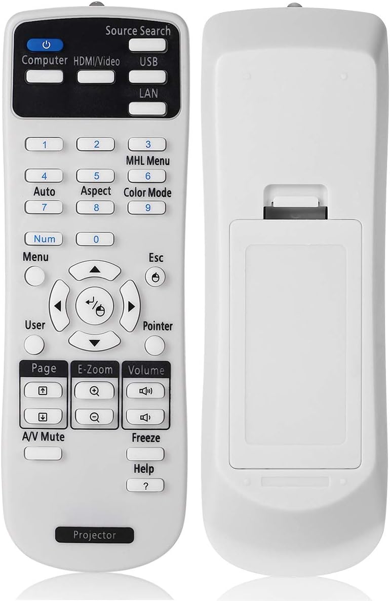 Universal Projector Remote Control 2181788 1613717 1648806 1547200 for Epson PowerLite, Home Cinema, BrightLink, Home Pro Projector Series, One Replacement Remote Control for All (White 1PC
