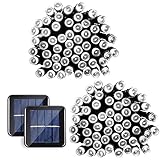 Qedertek 2PCS Solar String Lights, 39ft 100 LED Fairy Outdoor String Lights Decorative Lighting for Home, Lawn, Garden, Wedding, Patio, Party, and Holiday Decorations (White)