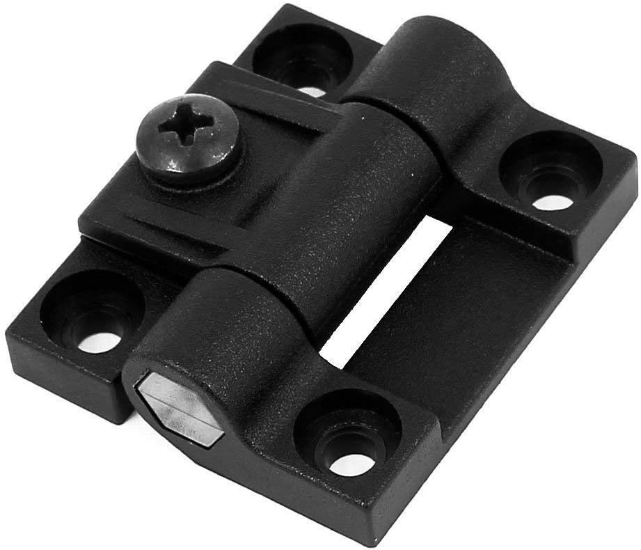 43x36mm 4 Countersunk Holes Adjustable Torque Position Control Hinge Acetal Copolymer, Symmetric Torque (Black)