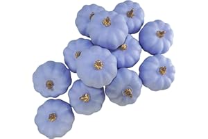 Winlyn 12 Pcs Small Artificial Light Purple Pumpkins Decorative Foam Pumpkins for Fall Wedding Baby Shower Halloween Thanksgiving Farmhouse Table Centerpiece Mantel Bowl Décor