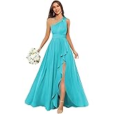 homdor One Shoulder Chiffon Bridesmaid Dresses Plus Size Long Formal Party Dress