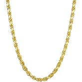 The World Jewelry Center 14k REAL Yellow/Tri Color Gold Solid 8mm, 7mm, 6.5mm, 5.5mm, 4.5mm, 4mm, 3mm, 2.5mm, 2mm, 1.5mm, 1mm Diamond Cut Rope Chain Necklace with Lobster Claw Clasp