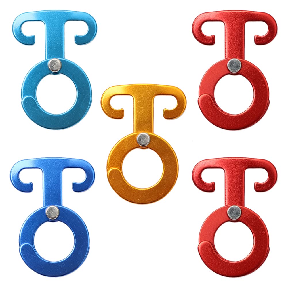 XIZONLIN 5Pcs Aluminum Alloy Rope Tensioner Wind Rope Buckle Tent Cord Adjuster Tent Rope Hanger Hook for Outdoor Hiking Camping Tent Accessory