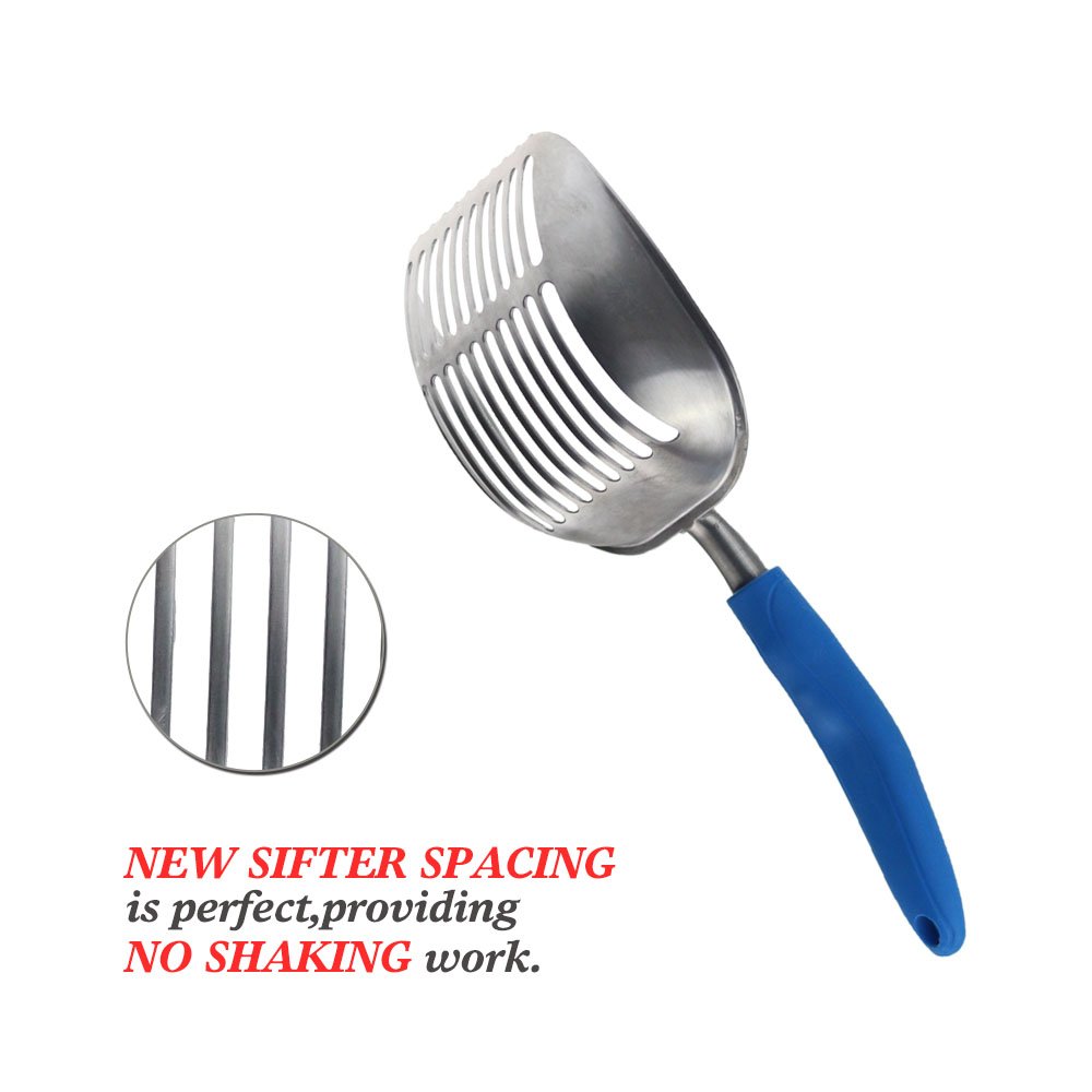 Metal Cat Litter Scoop Giant Aluminum Alloy w/Tabs Round Teeth Pet