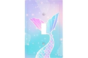 SHINYLUCK Mermaid 1 Gang Light Switch Plate Cover Single Toggle Wall Plate Electrical Switchplate Decorative Nature Faceplate for Nursery Boys Girls Teens Room Decor Bedroom Bathroom Playroom 5"x3"