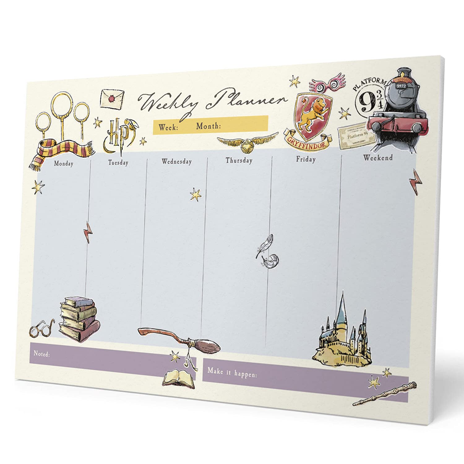 Grupo Erik Weekly Planner A4 - Harry Potter Gifts Under 10 Ponds | Undated Daily Planner Family, Desk Calendar, 54 Tear Off Pages Notepad | Harry Potter Stationery