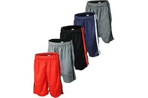 BROOKLYN VERTICAL Boys 5-Pack Athletic Mesh Basketball Shorts with Pockets| Sizes 2T to 18/20