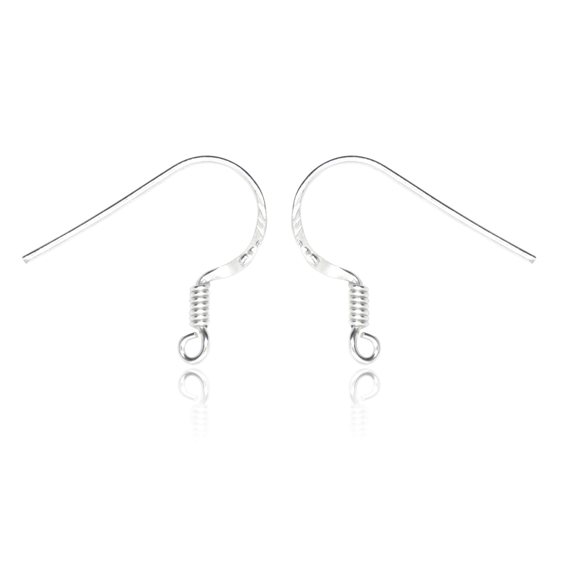 French Wire Earring Hooks 5 Pairs Jewellery Findings Nickel-Free 925 Sterling Silver, 15mm