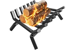 AMAGABELI GARDEN & HOME Fireplace Grate 30 inch Fire Pit Grate Fire Place Log Holder Wrought Iron Heavy Duty Solid Steel Indoor Outdoor Camping Hearth Firepit Firewood Wood Burning Rack Stove