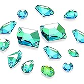 DONGZHOU Sew On Rhinestones for Clothes,71Pcs Sew On Crystals with Holes Flatback Sewing Stones Mix Shape Glass Crystal Gems for Jewelry, Shoes, Costume