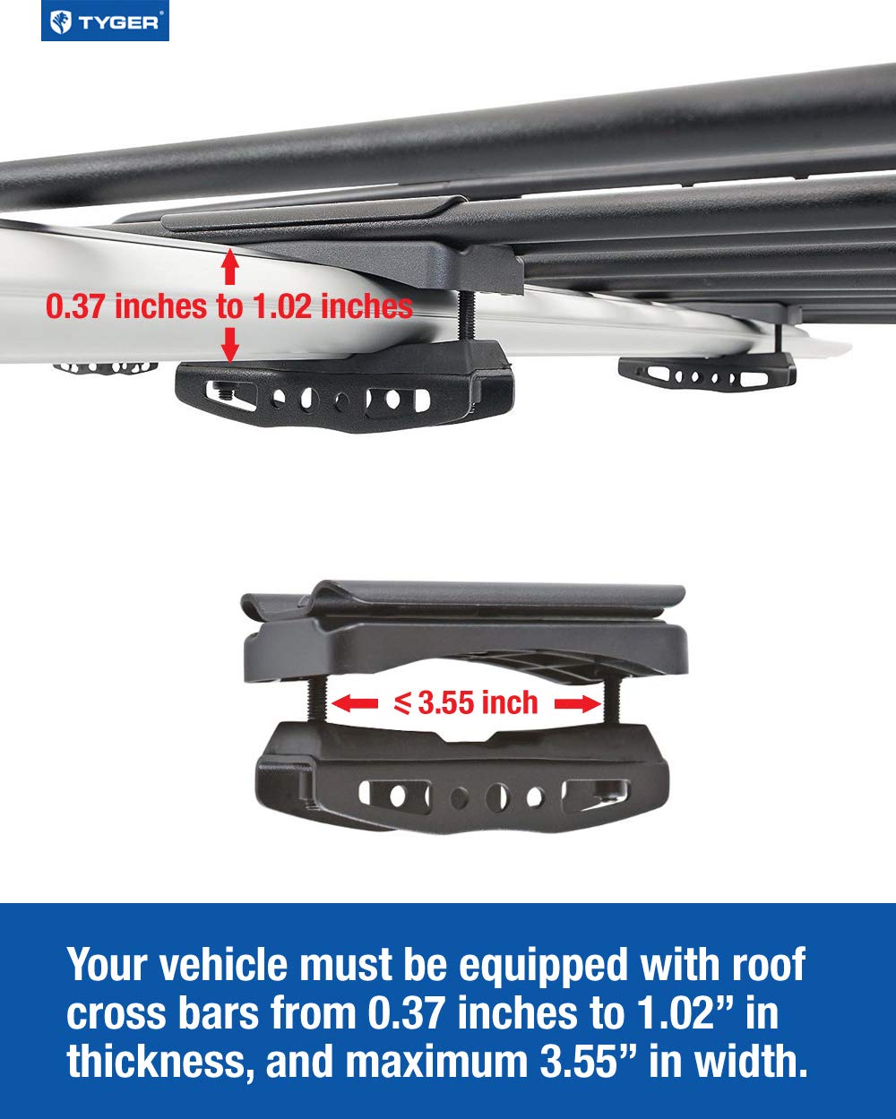 Tyger Heavy Duty Roof Mounted Cargo Basket Rack L47 x W37 x H6 Roof