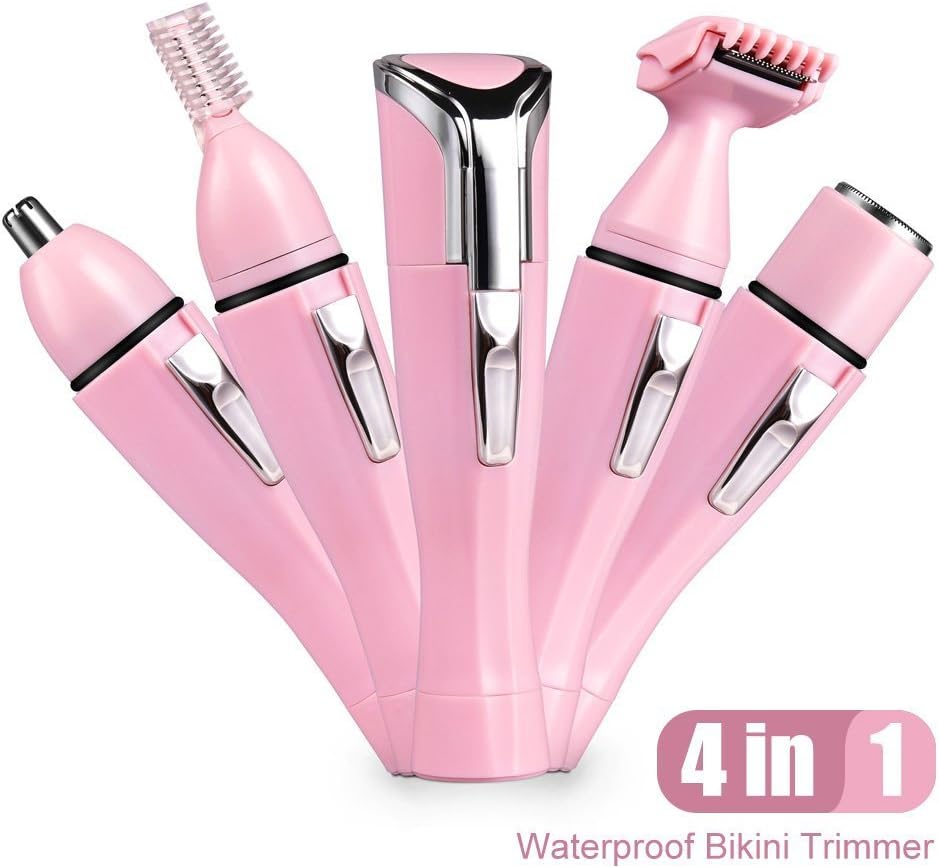 Facial Hair Removal Bikini Trimmer 4 in 1 Women's Painless Hair Remover Ladies Electric Hair Shaver Eyebrow Shaping Body Shaver Nose Bikini Trimmer