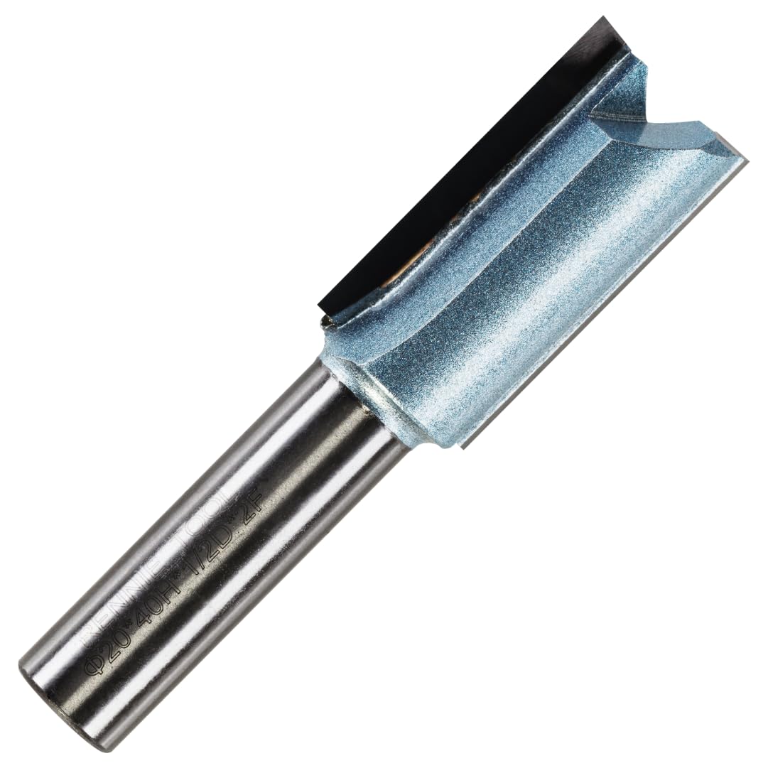 Rennie Tools - 20mm Cutting Diameter x 40mm Flute x 1/2" Shank TCT Tipped 2 Flute Straight Router Cutter Bit. Compatible With Makita Trend Festool Hikoki Dewalt Router Etc. 20mm Router Bit