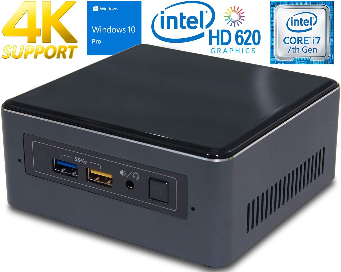 Intel NUC7i7BNH Mini PC, Intel Core i7-7567U 3.5GHz, 4GB DDR4, 120GB NVMe SSD, WiFi, BT 4.2, HDMI, Thunderbolt 3, 4k Support, Dual Monitor Capable, Windows 10 Pro