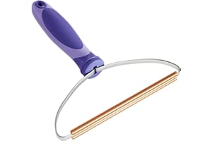 ELEMSY Pet Hair Remover, Deep Cleaning Dog Cat Hair Remover, Lint Cleaner Pro, Fur Removal Tool, Portable Carpet Scraper Rake, Fuzz Hairball Shaver for Carpet, Car Mat, Couch, Pet Bed, Rug - Purple