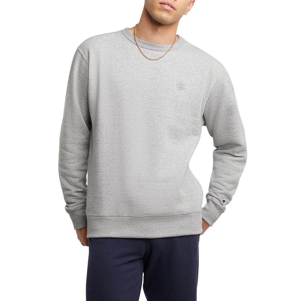 Champion Men's Crewneck Fleece Sweatshirt, Standard Fit, Midweight, C Logo, Available in Regular and Big & Tall, Oxford Gray - C Logo, 5X-Large Image